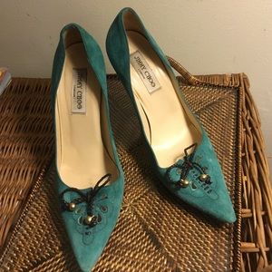 Jimmy Choo Teal Suede Heels Vintage